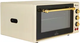 Многофункциональная мини печь IDEAL М 50 04 молочный Ретро, электрическая духовка 50 литров, гриль с вертелом, подсветка, таймер с отключением 90 мин