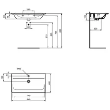 Раковина Ideal Standard Connect Air E027901 подвесная, 84x46 см, цвет евро белый
